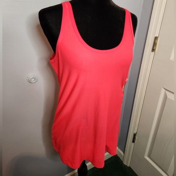 No Boundaries Size XL(15-17) Super Soft Fitted Hot Pink Scoop Tank Melon Delight - Picture 2 of 7